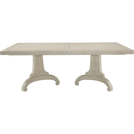 Double Pedestal Dining Table with Stainless Steel Inlays